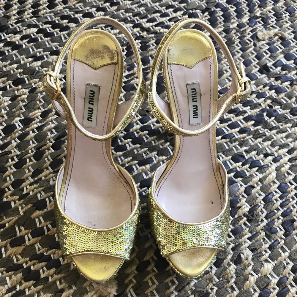 Miu Miu Sequin Platforms Size 38 Sparkle!!! - image 4